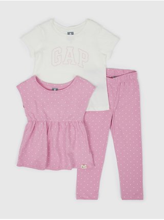 Růžový dětský outfit set GAP organic