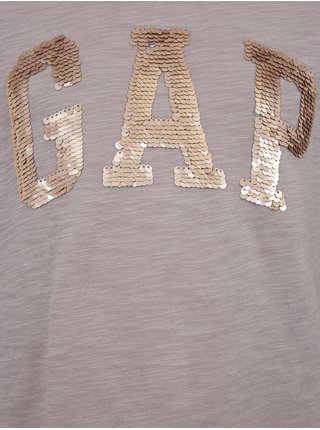 Šedé holčičí tričko s logem z flitrů GAP