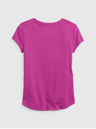 Růžové holčičí tričko organic s logem z flitrů GAP
