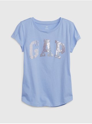 Modré holčičí tričko organic s logem z flitrů GAP