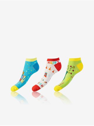 Sada tří unisex vzorovaných ponožek v modré, červené a zelené barvě Bellinda CRAZY IN-SHOE SOCKS 3x