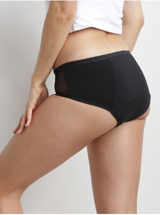Černé menstruační kalhotky s krajkovým detailem Dim MENSTRUAL LACE BOXER 