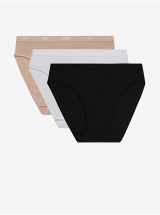 DIM ECO LES POCKETS SLIP 3x - 3 ks dámských kalhotek - černá - bílá - tělová