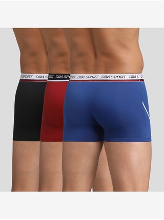 DIM SPORT MICROFIBRE BOXER 3x - Pánské sportovní boxerky 3 ks - černá - modrá - červená