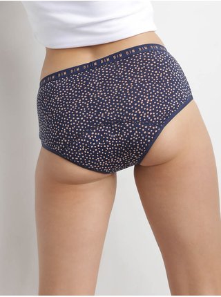 Tělovo-modré dámské puntíkované menstruační kalhotky Dim MENSTRUAL BOXER 