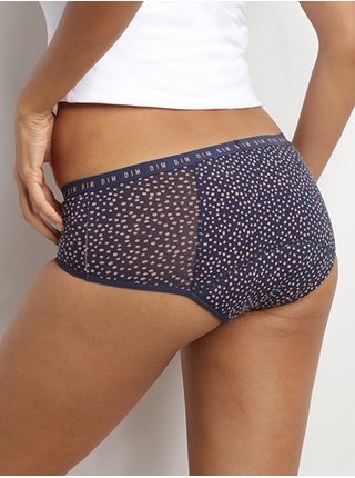 Tělovo-modré dámské puntíkované noční i denní menstruační kalhotky Dim MENSTRUAL NIGHT BOXER 