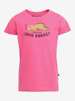 Růžové dětské bavlněné tričko ALPINE PRO PLANETO