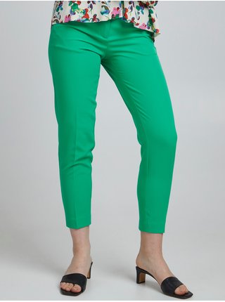 Zelené dámské zkrácené slim fit kalhoty ICHI