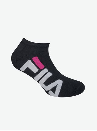 Sada dvou párů dámských ponožek v černé a tmavě růžové barvě FILA