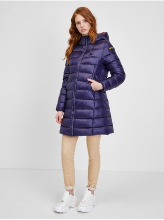Tmavě fialová dámská prošívaná prodloužená zimní bunda s kapucí Blauer