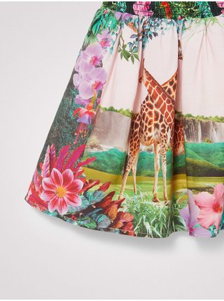 Růžovo-zelená holčičí vzorovaná sukně Desigual Suecia