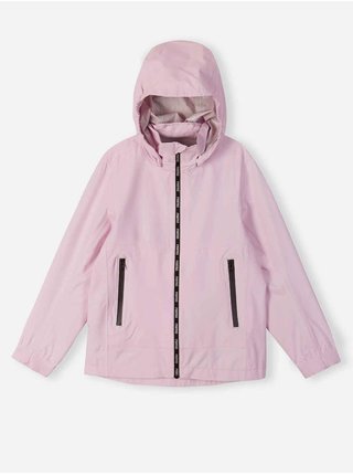 Světle růžová holčičí lehká bunda s kapucí a povrchovou úpravou Reima Kumlinge