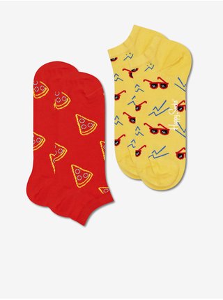 Sada dvou párů vzorovaných ponožek v červené a žluté barvě Happy Socks Pizza Slice
