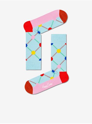 Růžovo-modré vzorované ponožky Happy Socks Argyle Dot