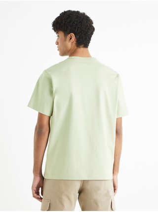 Světle zelené pánské basic tričko Celio Tebox