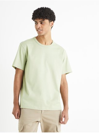 Světle zelené pánské basic tričko Celio Tebox