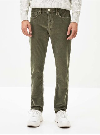 Zelené pánské manšestrové kalhoty Celio Ponice