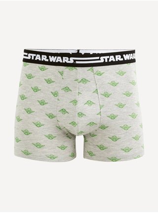 Světle šedé vzorované boxerky Celio Star Wars Yoda