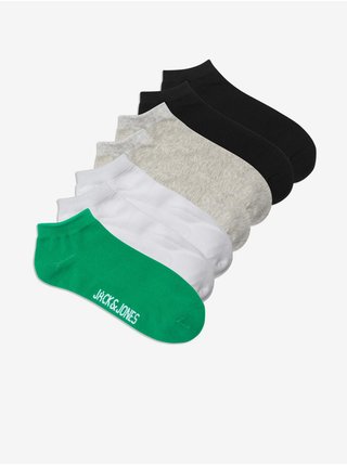 Sada sedmi párů ponožek v zelené, bílé, šedé a černé barvě Jack & Jones Parker