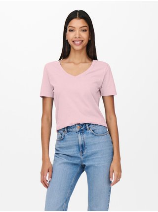 Růžové basic tričko Jacqueline de Yong Farock