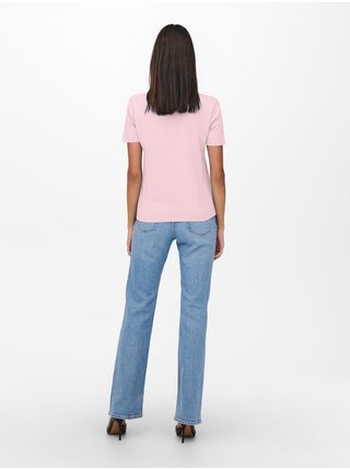 Růžové basic tričko Jacqueline de Yong Farock