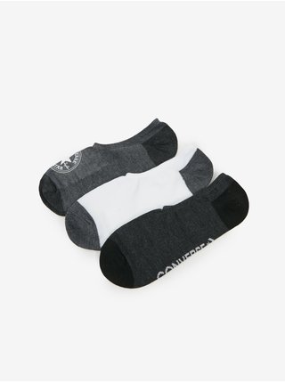 Sada tří párů ponožek v černé, bílé a šedé barvě Converse