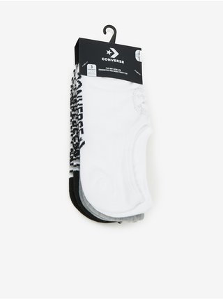 Sada tří párů ponožek v černé, šedé a bílé barvě Converse