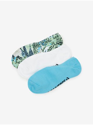 Sada tří párů unisex vzorovaných ponožek v zelené, bílé a modré barvě Converse