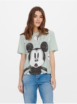 Světle zelené tričko s potiskem ONLY Mickey