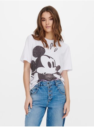 Bílé tričko s potiskem ONLY Mickey