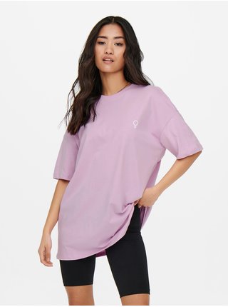 Růžové oversize tričko s potiskem na zádech ONLY Tina