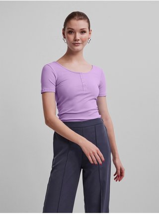 Světle fialové žebrované tričko Pieces Kitte