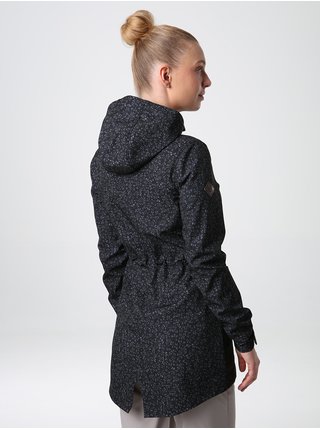 Černá dámská vzorovaná prodloužená softshellová bunda s kapucí LOAP Lawina