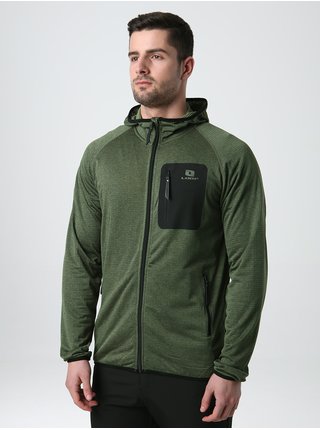 Zelený pánský žíhaný svetr na zip LOAP Molt