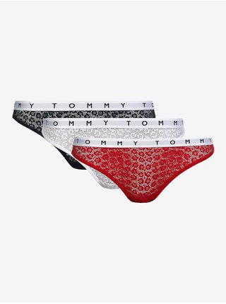 Sada tří dámských tang v červené, bílé a černé barvě Tommy Hilfiger Underwear