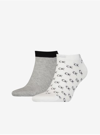 Sada dvou párů pánských vzorovaných ponožek v šedé a bílé barvě Calvin Klein Underwear