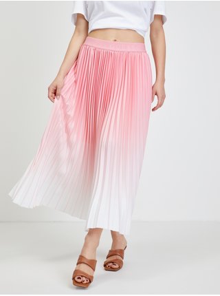 Bílo-růžová dámská plisovaná sukně Guess Teolinda