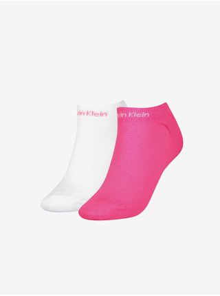 Sada dvoch párov dámskych ponožiek v ružovej a bielej farbe Calvin Klein Underwear