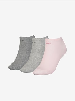 Sada troch párov dámskych ponožiek v ružovej a šedej farbe Calvin Klein Underwear