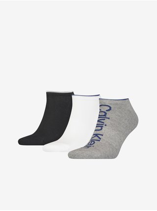 Sada tří párů pánských ponožek v černé, bílé a šedé barvě Calvin Klein Underwear