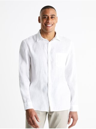 Bílá pánská lněná košile Celio Baflax 