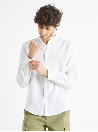 Bílá pánská lněná košile Celio Bamaoflax