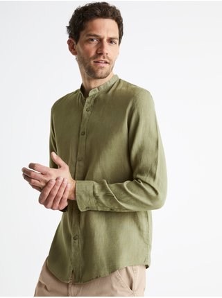 Zelená pánská košile Celio Bamaoflax 