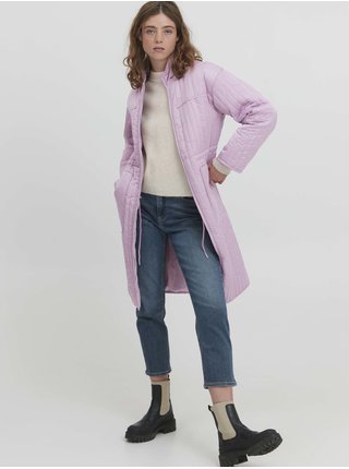 Světle fialový dámský prošívaný kabát ICHI