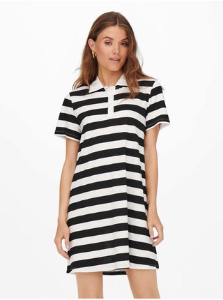 Čierno-biele pruhované krátke šaty s limcom ONLY May