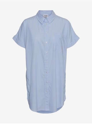 Modré pruhované košilové krátké šaty Noisy May Alba
