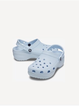 Světle modré dámské pantofle na platformě Crocs Classic Platfrorm