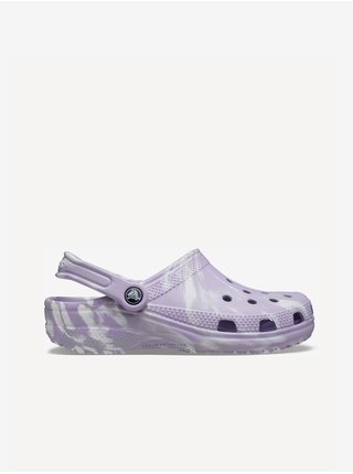 Světle fialové dámské vzorované pantofle Crocs Classic