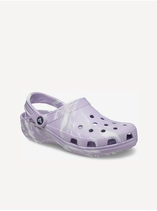 Světle fialové dámské vzorované pantofle Crocs Classic