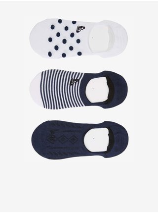 Sada tří párů ponožek v bílé a tmavě modré barvě Roxy